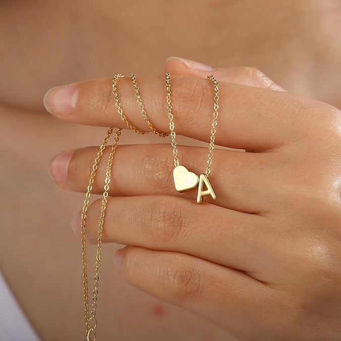 Teeny Heart Initial Necklace